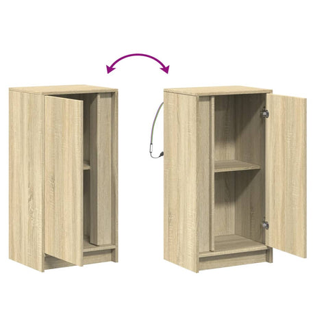 Dressoir met LED 42,5x34x85 cm bewerkt hout sonoma eikenkleurig - AllerleiShop