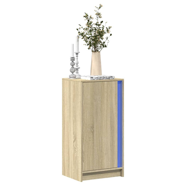 Dressoir met LED 42,5x34x85 cm bewerkt hout sonoma eikenkleurig - AllerleiShop