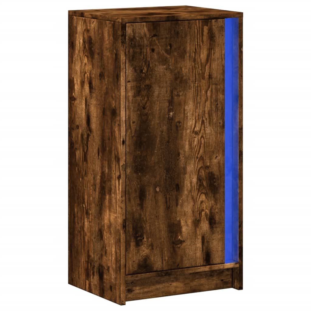 Dressoir met LED 42,5x34x85 cm bewerkt hout gerookt eikenkleur - AllerleiShop