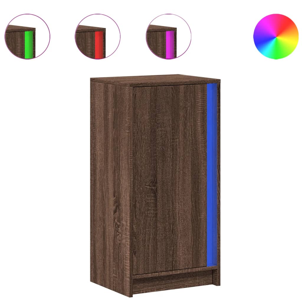 Dressoir met LED 42,5x34x85 cm bewerkt hout bruin eikenkleur - AllerleiShop