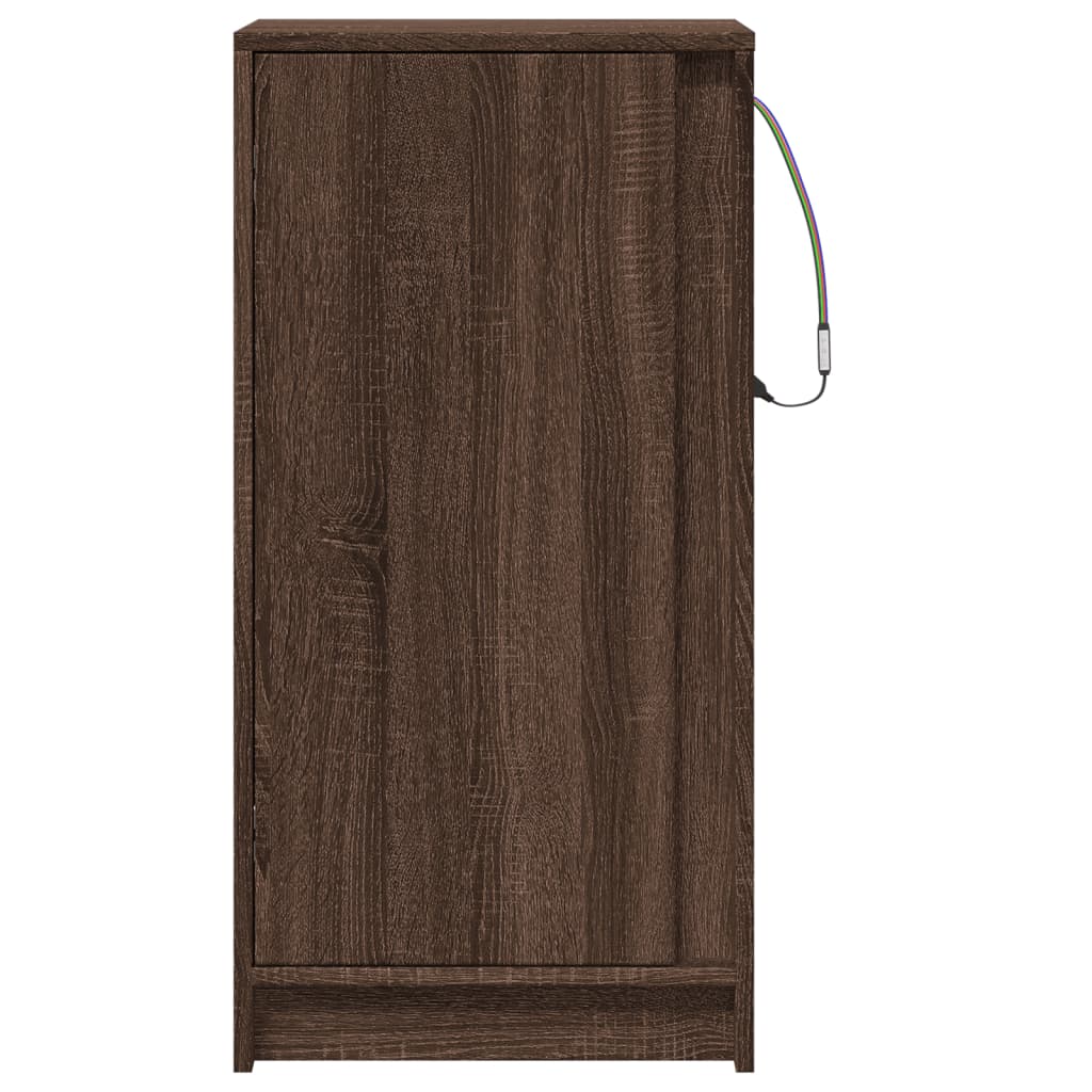 Dressoir met LED 42,5x34x85 cm bewerkt hout bruin eikenkleur - AllerleiShop