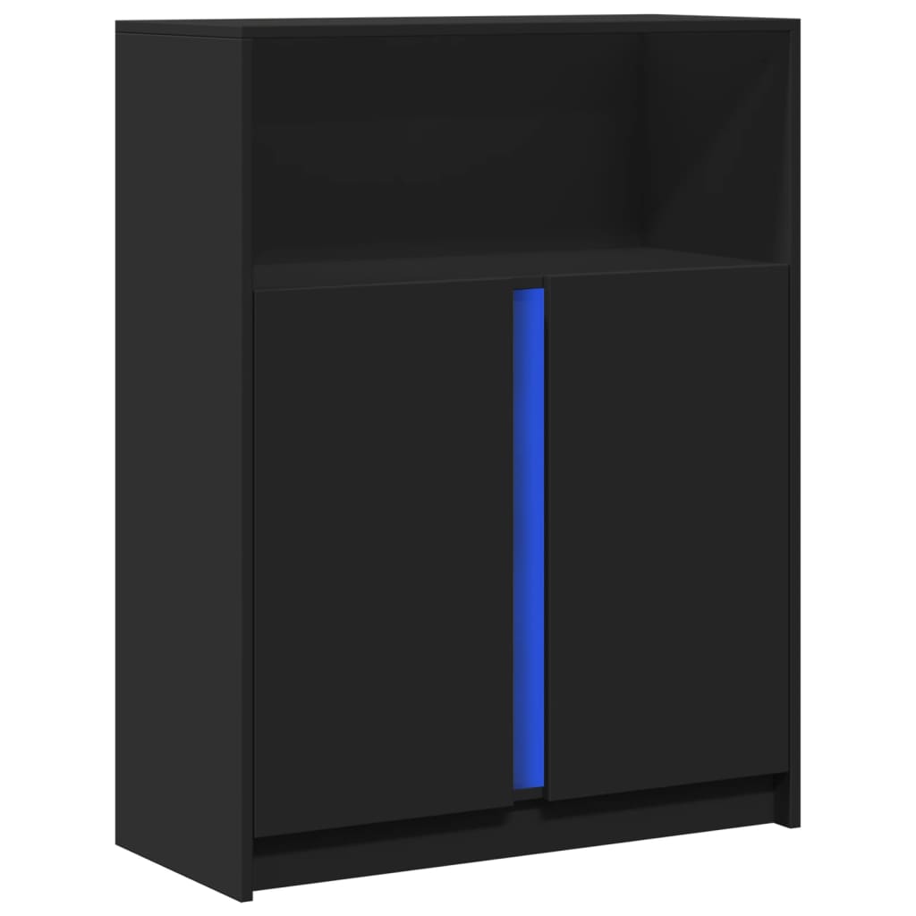 Dressoir met LED 77x34x100 cm bewerkt hout zwart - AllerleiShop