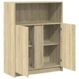 Dressoir met LED 77x34x100 cm bewerkt hout sonoma eikenkleurig - AllerleiShop