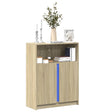 Dressoir met LED 77x34x100 cm bewerkt hout sonoma eikenkleurig - AllerleiShop