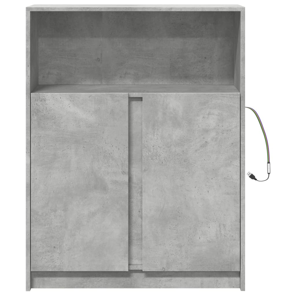 Dressoir met LED 77x34x100 cm bewerkt hout betongrijs - AllerleiShop