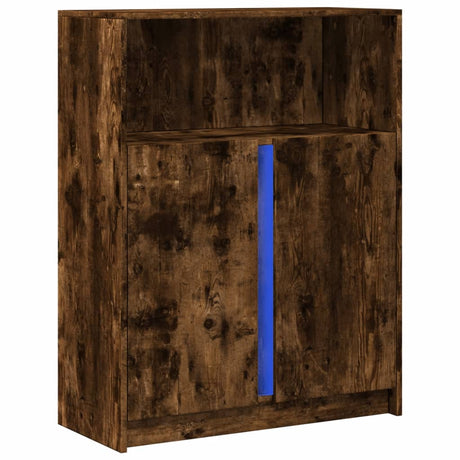 Dressoir met LED 77x34x100 cm bewerkt hout gerookt eikenkleurig - AllerleiShop