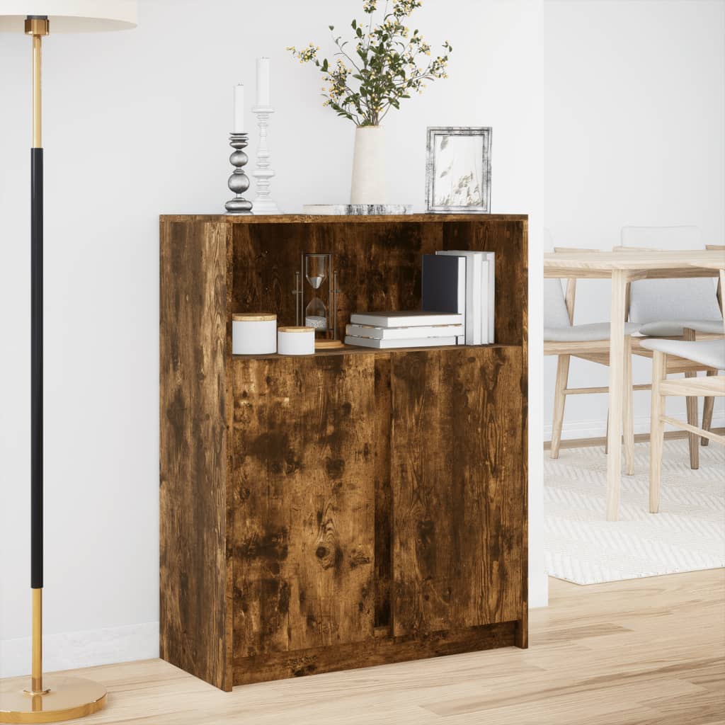 Dressoir met LED 77x34x100 cm bewerkt hout gerookt eikenkleurig - AllerleiShop