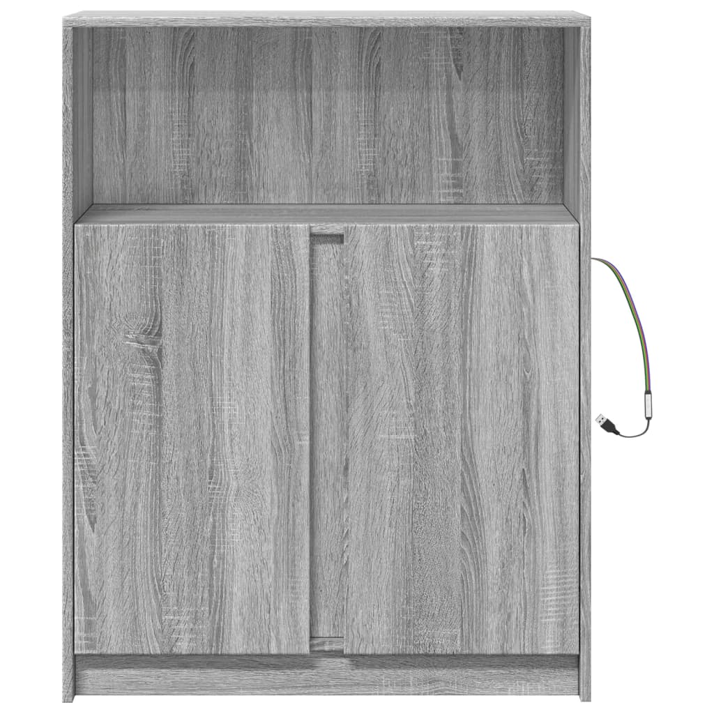 Dressoir met LED 77x34x100 cm bewerkt hout grijs sonoma eiken - AllerleiShop