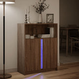 Dressoir met LED 77x34x100 cm bewerkt hout bruin eikenkleur - AllerleiShop