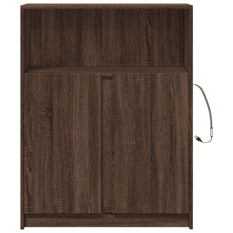 Dressoir met LED 77x34x100 cm bewerkt hout bruin eikenkleur - AllerleiShop