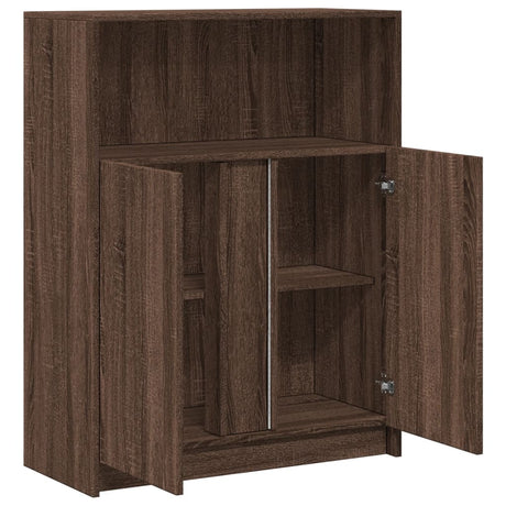 Dressoir met LED 77x34x100 cm bewerkt hout bruin eikenkleur - AllerleiShop