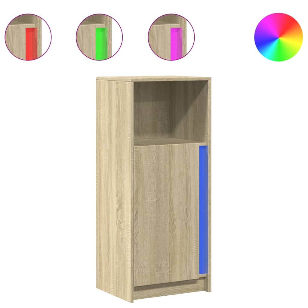 Dressoir met LED 42,5x34x100 cm bewerkt hout sonoma eikenkleur - AllerleiShop