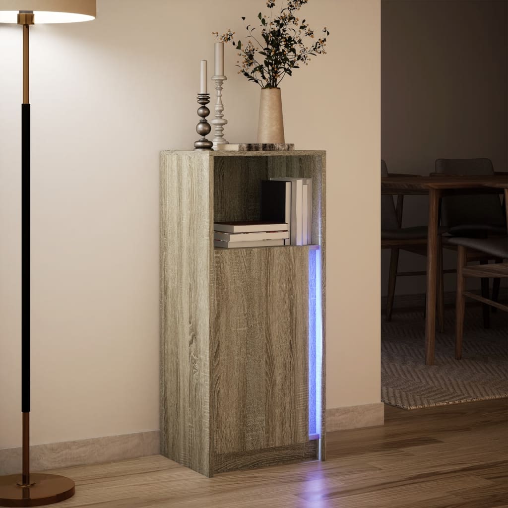 Dressoir met LED 42,5x34x100 cm bewerkt hout sonoma eikenkleur - AllerleiShop