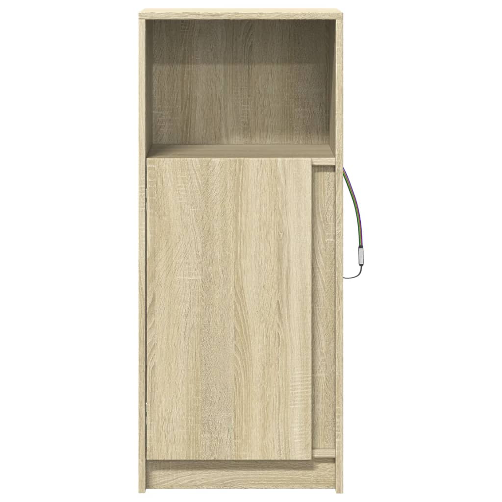 Dressoir met LED 42,5x34x100 cm bewerkt hout sonoma eikenkleur - AllerleiShop