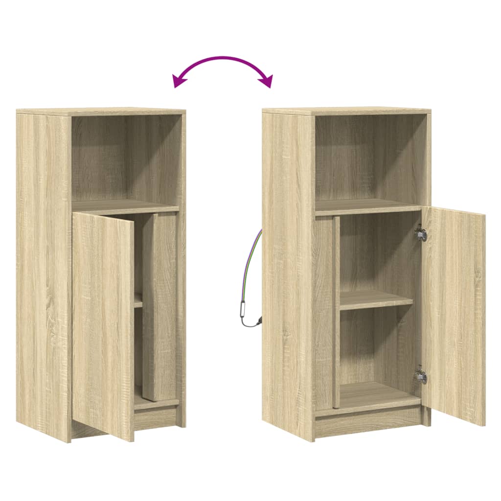 Dressoir met LED 42,5x34x100 cm bewerkt hout sonoma eikenkleur - AllerleiShop