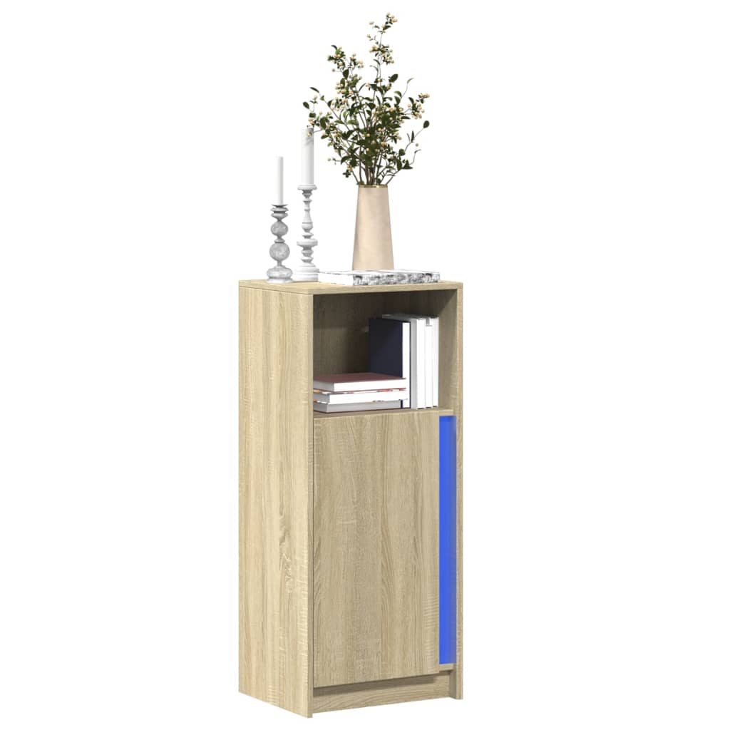 Dressoir met LED 42,5x34x100 cm bewerkt hout sonoma eikenkleur - AllerleiShop