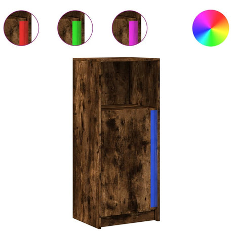 Dressoir met LED 42,5x34x100 cm bewerkt hout gerookt eikenkleur - AllerleiShop