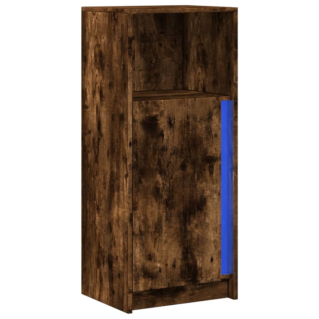 Dressoir met LED 42,5x34x100 cm bewerkt hout gerookt eikenkleur - AllerleiShop