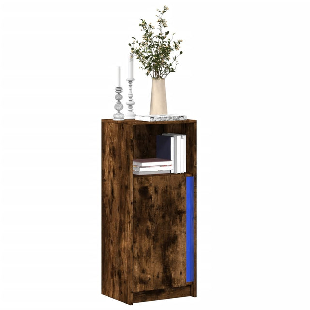 Dressoir met LED 42,5x34x100 cm bewerkt hout gerookt eikenkleur - AllerleiShop