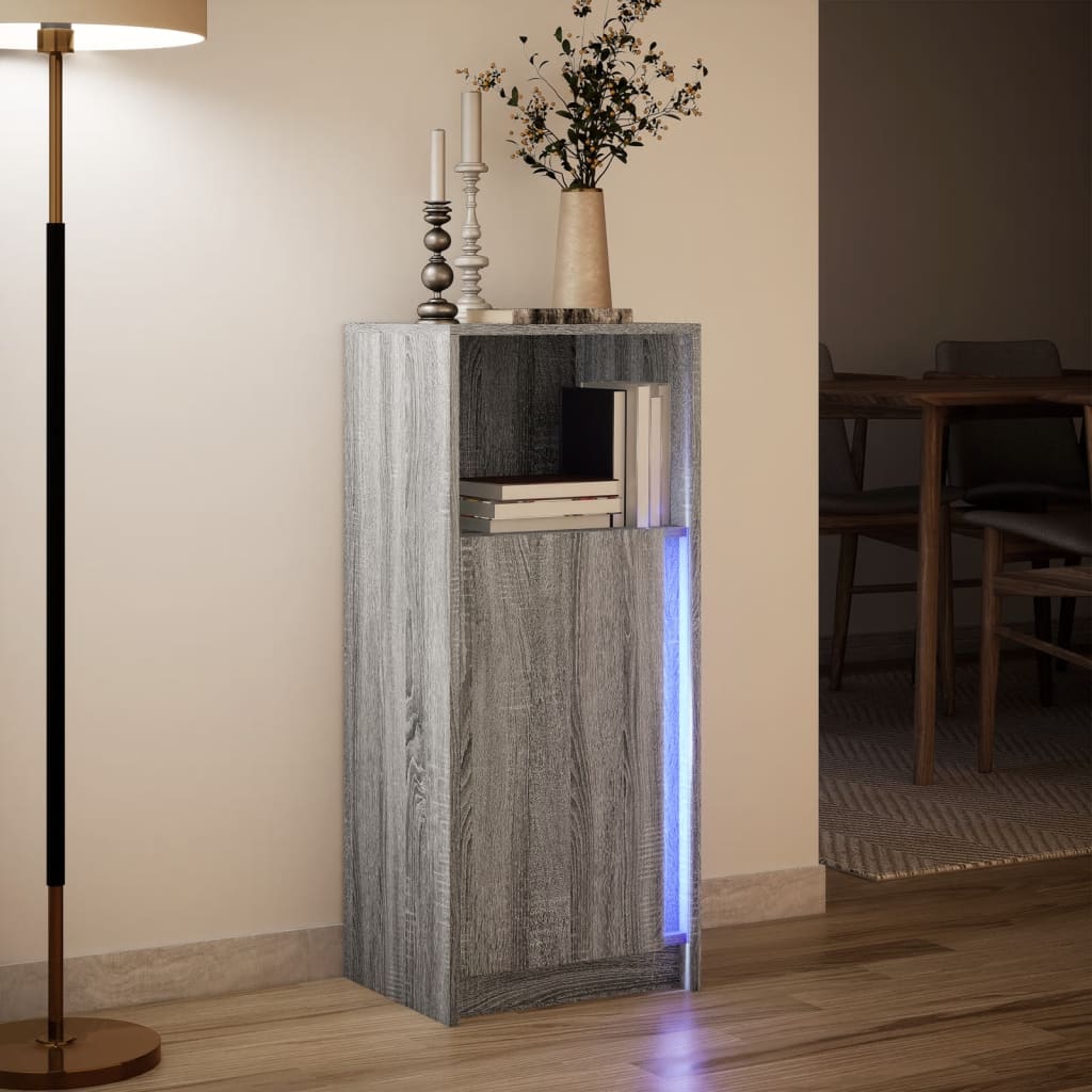 Dressoir met LED 42,5x34x100 cm bewerkt hout grijs sonoma eiken - AllerleiShop