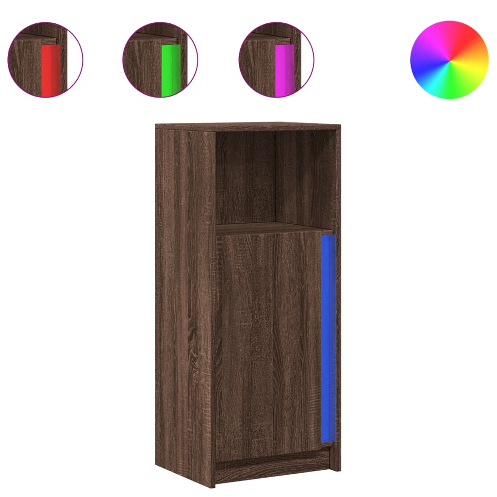 Dressoir met LED 42,5x34x100 cm bewerkt hout bruin eikenkleur - AllerleiShop