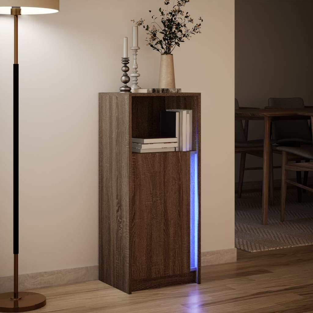 Dressoir met LED 42,5x34x100 cm bewerkt hout bruin eikenkleur - AllerleiShop