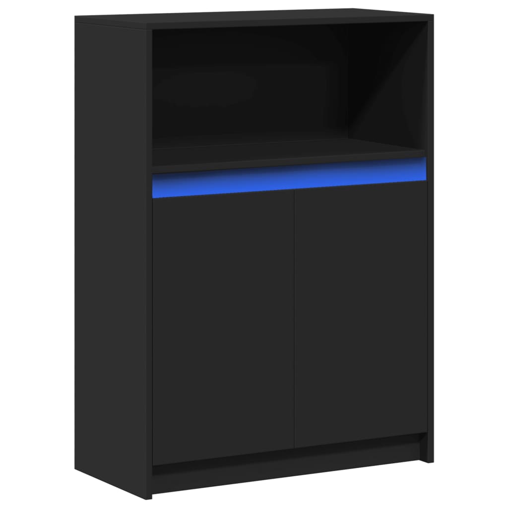 Dressoir met LED 72x34x100 cm bewerkt hout zwart - AllerleiShop