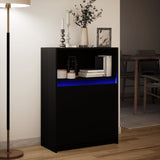 Dressoir met LED 72x34x100 cm bewerkt hout zwart - AllerleiShop