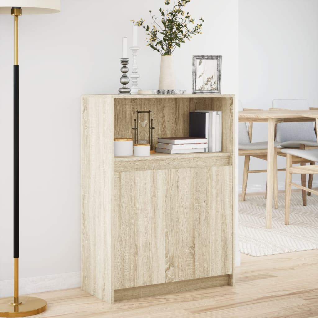 Dressoir met LED 72x34x100 cm bewerkt hout sonoma eikenkleurig - AllerleiShop