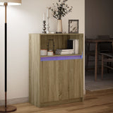 Dressoir met LED 72x34x100 cm bewerkt hout sonoma eikenkleurig - AllerleiShop