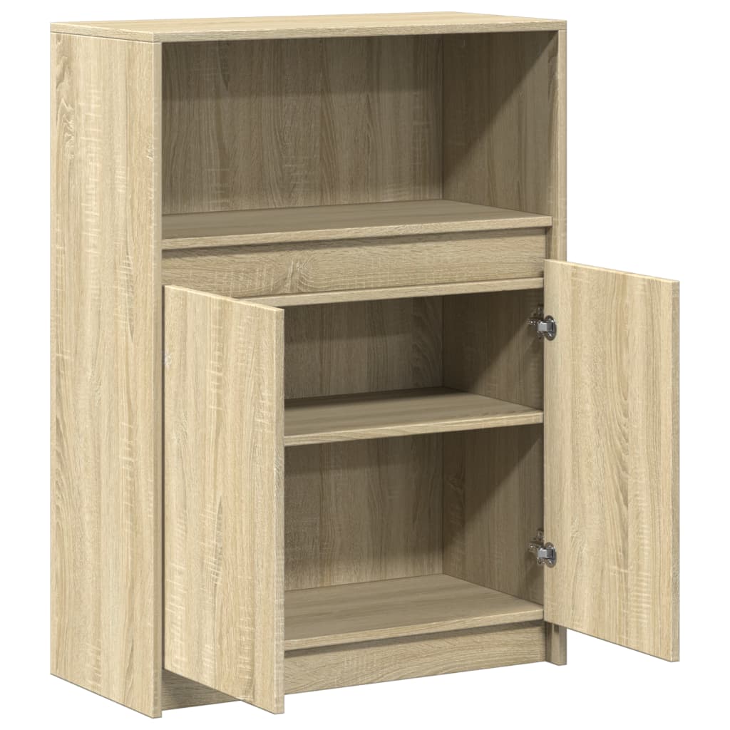 Dressoir met LED 72x34x100 cm bewerkt hout sonoma eikenkleurig - AllerleiShop