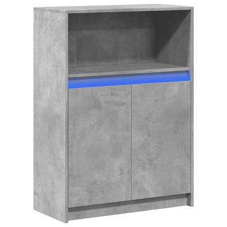 Dressoir met LED 72x34x100 cm bewerkt hout betongrijs - AllerleiShop