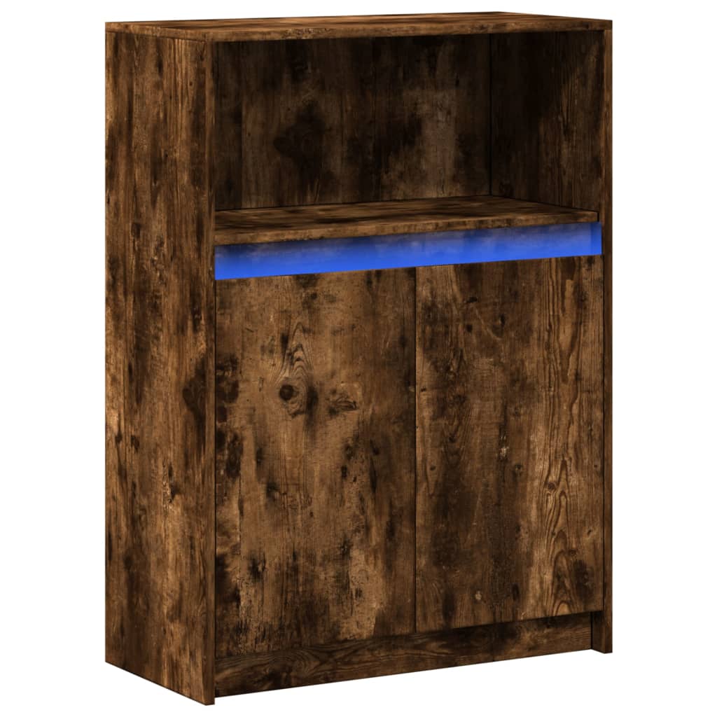 Dressoir met LED 72x34x100 cm bewerkt hout gerookt eikenkleurig - AllerleiShop