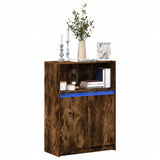 Dressoir met LED 72x34x100 cm bewerkt hout gerookt eikenkleurig - AllerleiShop