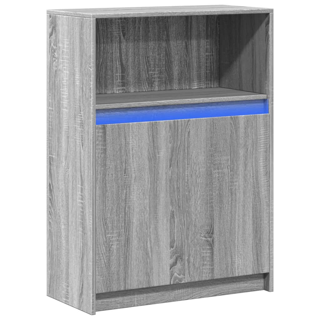 Dressoir met LED 72x34x100 cm bewerkt hout grijs sonoma eiken - AllerleiShop