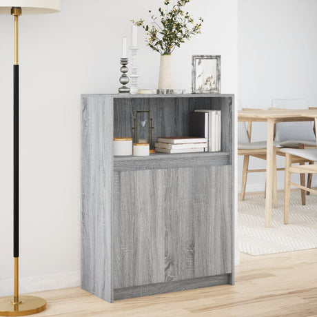 Dressoir met LED 72x34x100 cm bewerkt hout grijs sonoma eiken - AllerleiShop