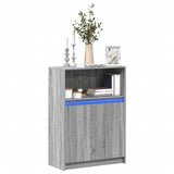 Dressoir met LED 72x34x100 cm bewerkt hout grijs sonoma eiken - AllerleiShop