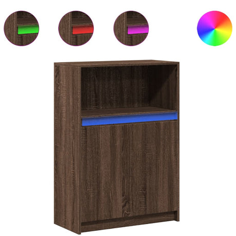 Dressoir met LED 72x34x100 cm bewerkt hout bruin eikenkleur - AllerleiShop