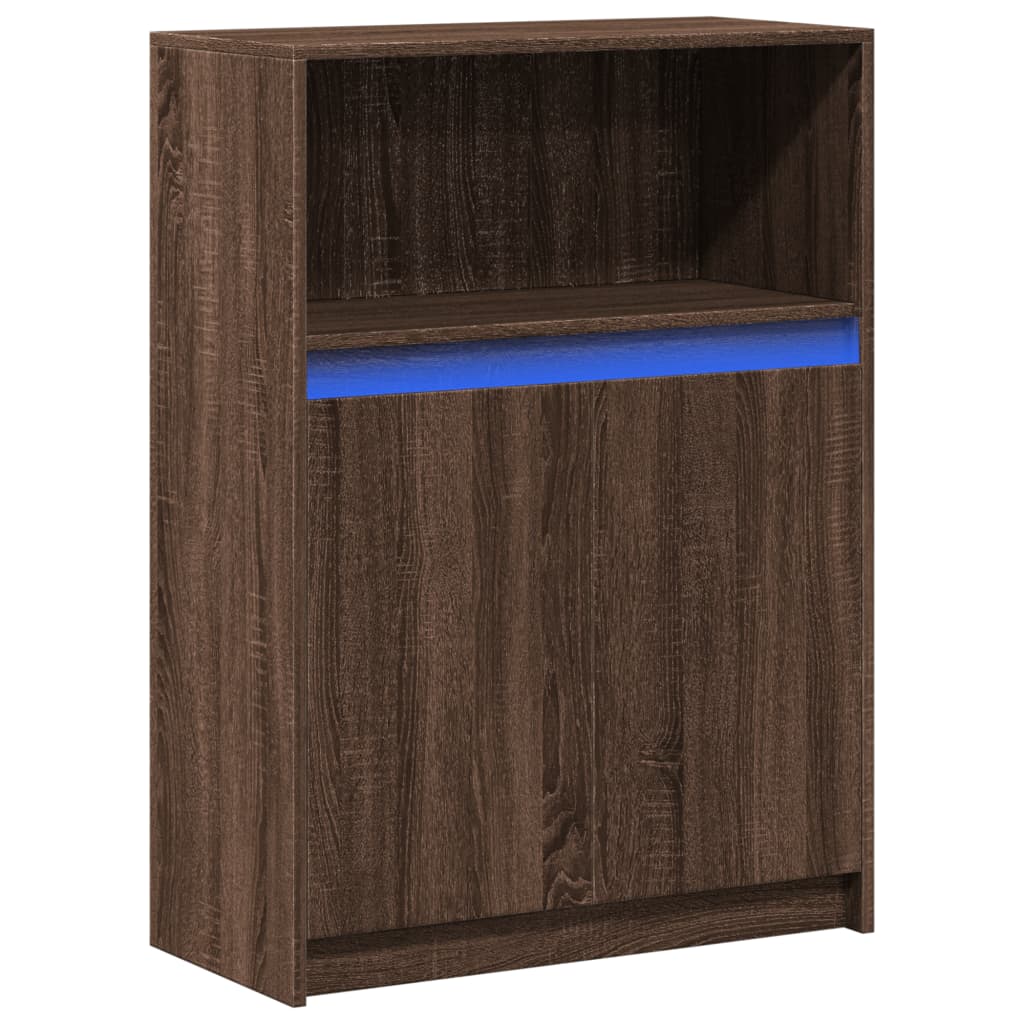 Dressoir met LED 72x34x100 cm bewerkt hout bruin eikenkleur - AllerleiShop