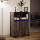 Dressoir met LED 72x34x100 cm bewerkt hout bruin eikenkleur - AllerleiShop