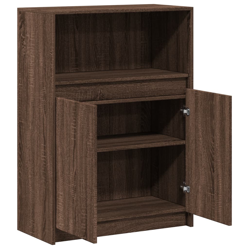 Dressoir met LED 72x34x100 cm bewerkt hout bruin eikenkleur - AllerleiShop