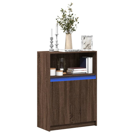 Dressoir met LED 72x34x100 cm bewerkt hout bruin eikenkleur - AllerleiShop