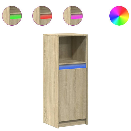 Dressoir met LED 38x34x100 cm bewerkt hout sonoma eikenkleurig - AllerleiShop