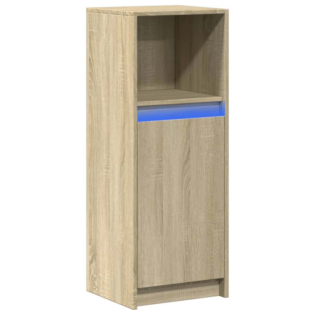 Dressoir met LED 38x34x100 cm bewerkt hout sonoma eikenkleurig - AllerleiShop