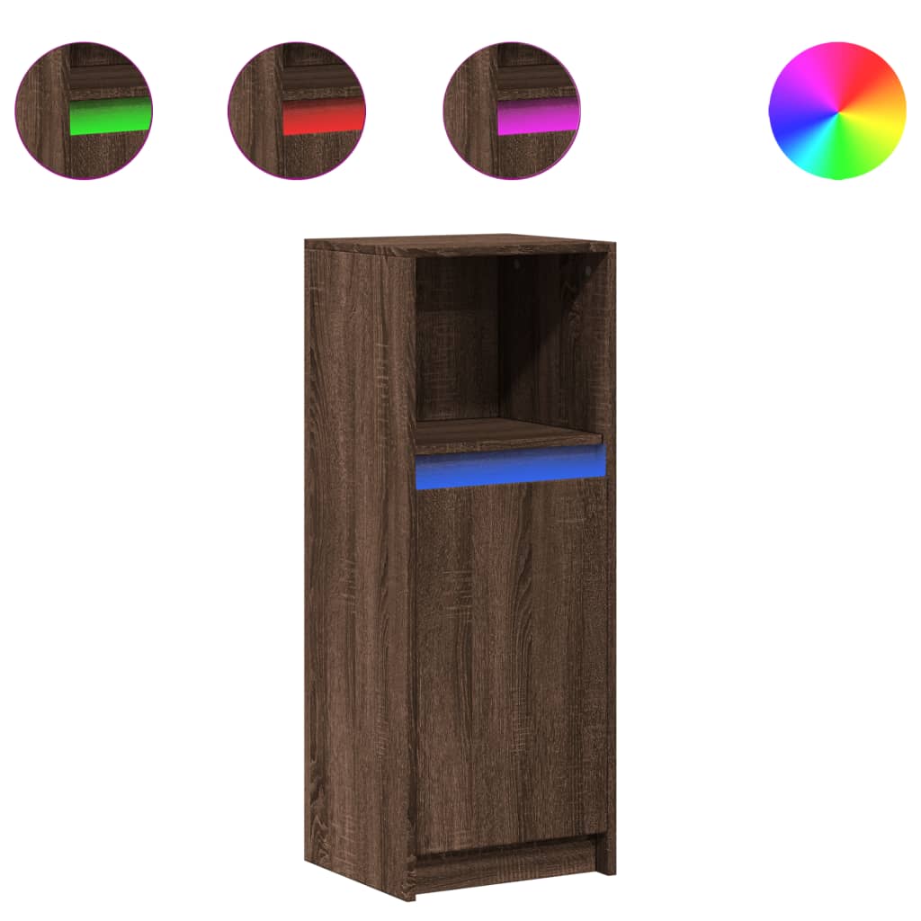 Dressoir met LED 38x34x100 cm bewerkt hout bruin eikenkleur - AllerleiShop