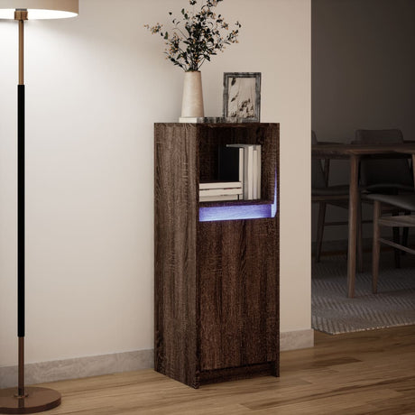 Dressoir met LED 38x34x100 cm bewerkt hout bruin eikenkleur - AllerleiShop