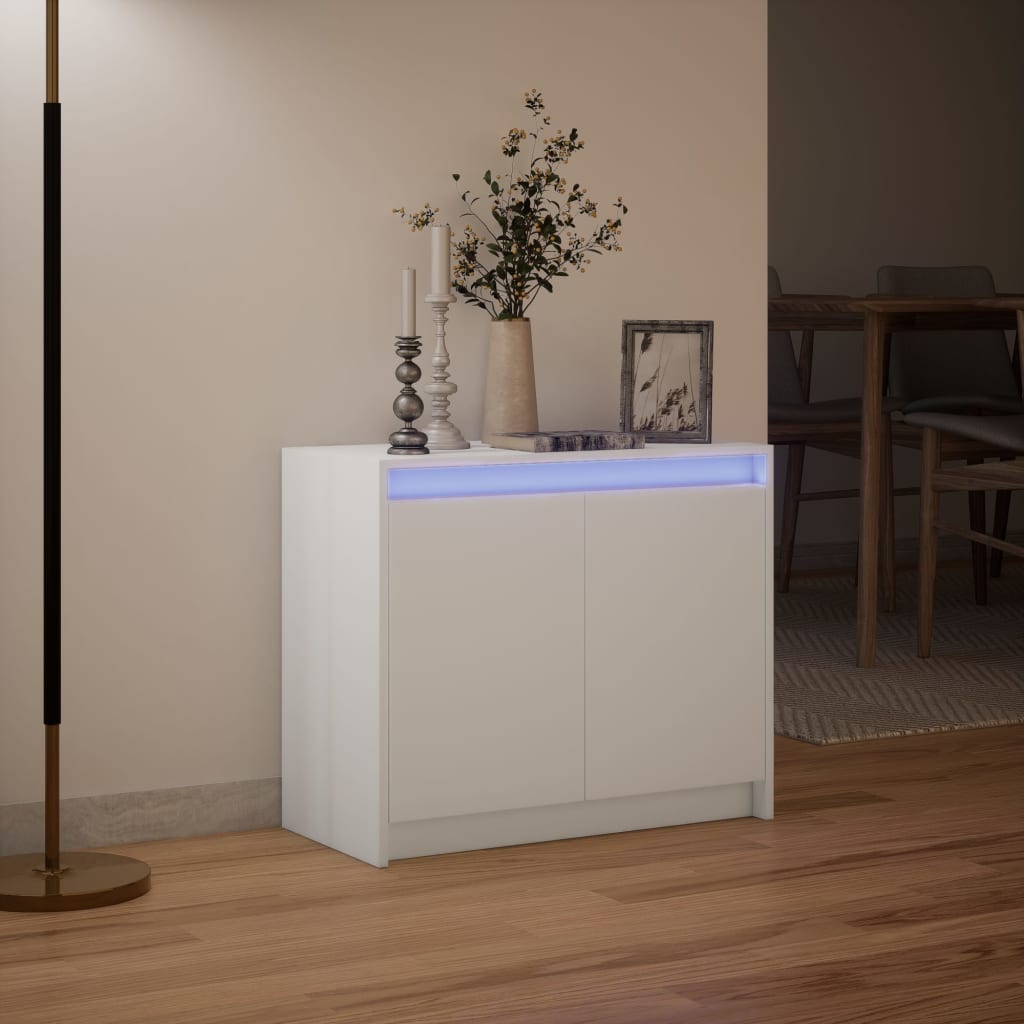 Dressoir met LED 72x34x61 cm bewerkt hout wit - AllerleiShop