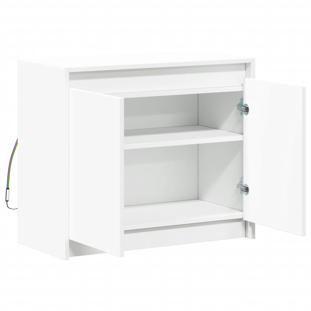 Dressoir met LED 72x34x61 cm bewerkt hout wit - AllerleiShop