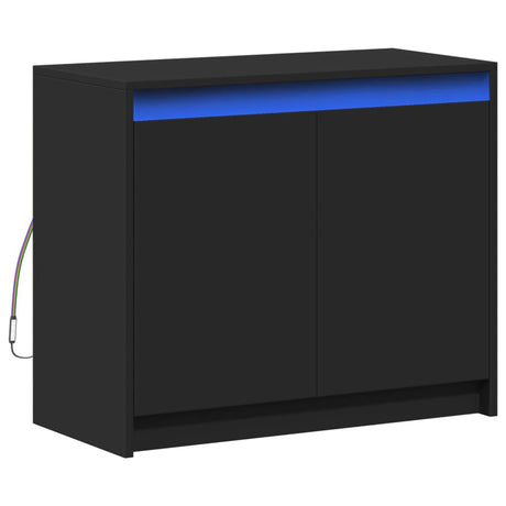 Dressoir met LED 72x34x61 cm bewerkt hout zwart - AllerleiShop