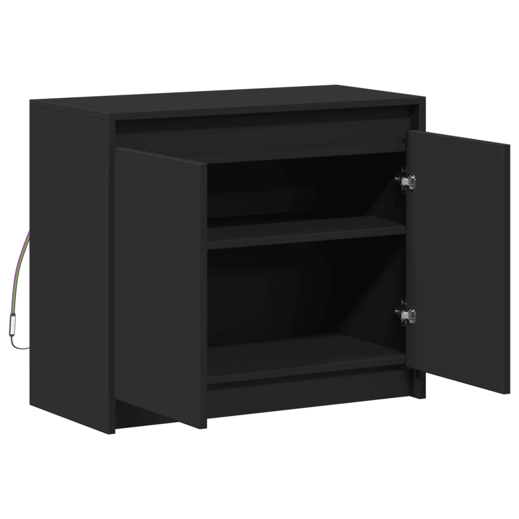 Dressoir met LED 72x34x61 cm bewerkt hout zwart - AllerleiShop